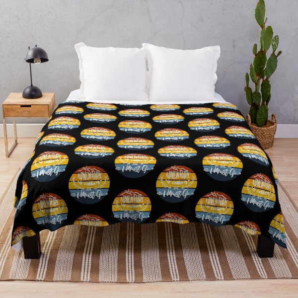 Item preview, Adventure is Calling and I Must Go Retro Striped Mountain Sunset designed and sold by Zurickdesigns.
