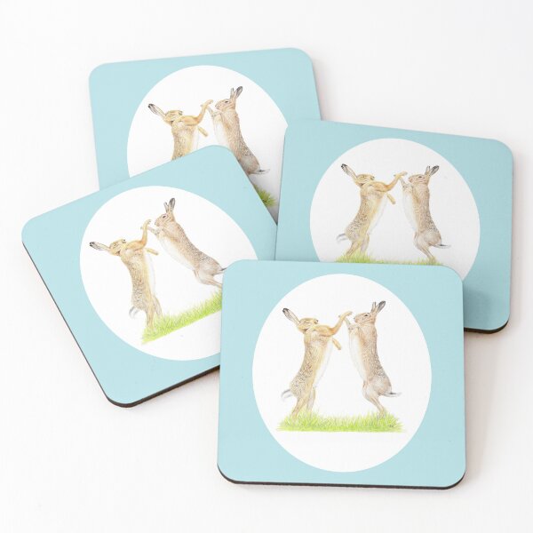 Item preview, Boxing Hares Drawing (blue) designed and sold by SandraWarmerdam.