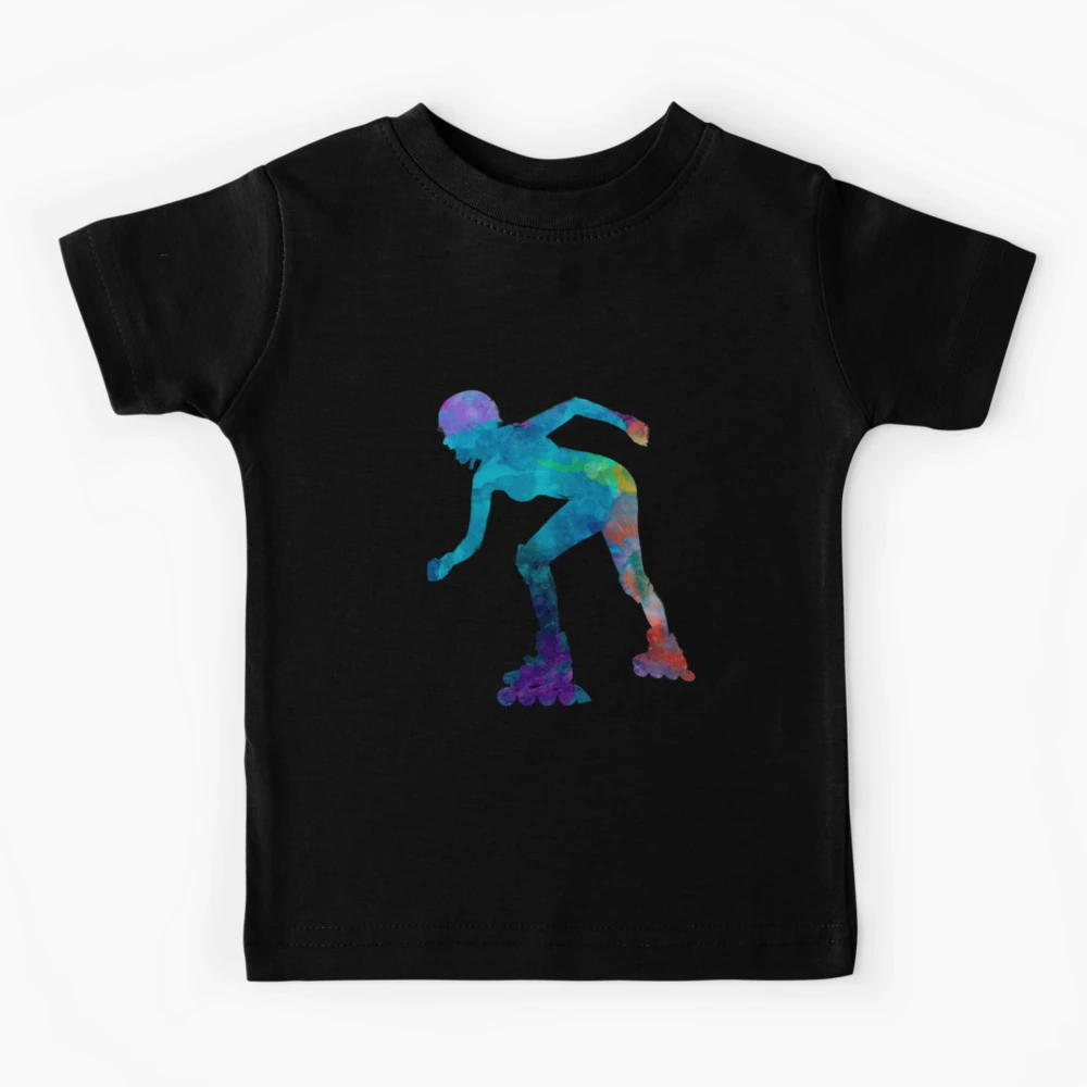 Woman in roller skates 10 Kids T-Shirt for by paulrommer in Redbubble | Sale watercolor