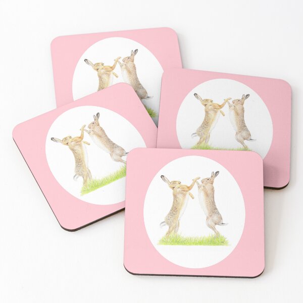 Item preview, Boxing Hares Drawing (pink) designed and sold by SandraWarmerdam.