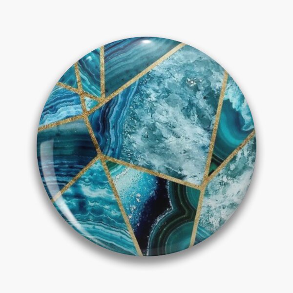Item preview, Luxurious Turquoise Dark Blue and Gold Shimmer Agate Geometric De designed and sold by aartidote.