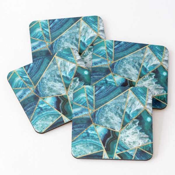 Item preview, Luxurious Turquoise Dark Blue and Gold Shimmer Agate Geometric De designed and sold by aartidote.