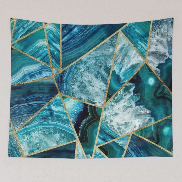 Item preview, Luxurious Turquoise Dark Blue and Gold Shimmer Agate Geometric De designed and sold by aartidote.