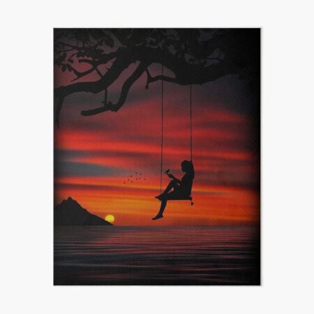 Custom Hope Swing // Girl on a Swing Silhouette Painting 8x10 // Gifts for  a Girl // Nursery Wall Art 