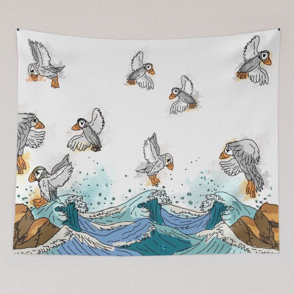 Item preview, Puffins on the Sea // Alba designed and sold by Lunaticrafts.