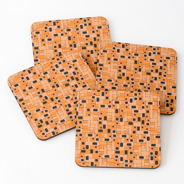 Item preview, Geometric, Pattern, Shapes, Lines, Modern,  Abstract, Art, Squares N' Rectangles - Orange 1 on Black designed and sold by LucidLounger.