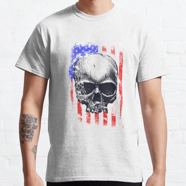 USA flag with skull head Classic T-Shirt