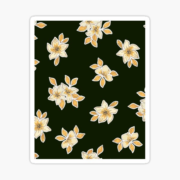 " small yellow flower repeat flower pattern on dark green background