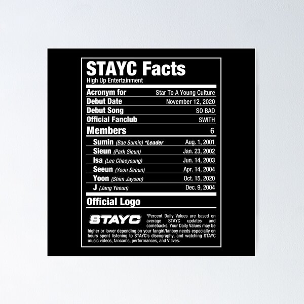 Item preview, STAYC Kpop Nutritional Facts 2 designed and sold by skeletonvenus.