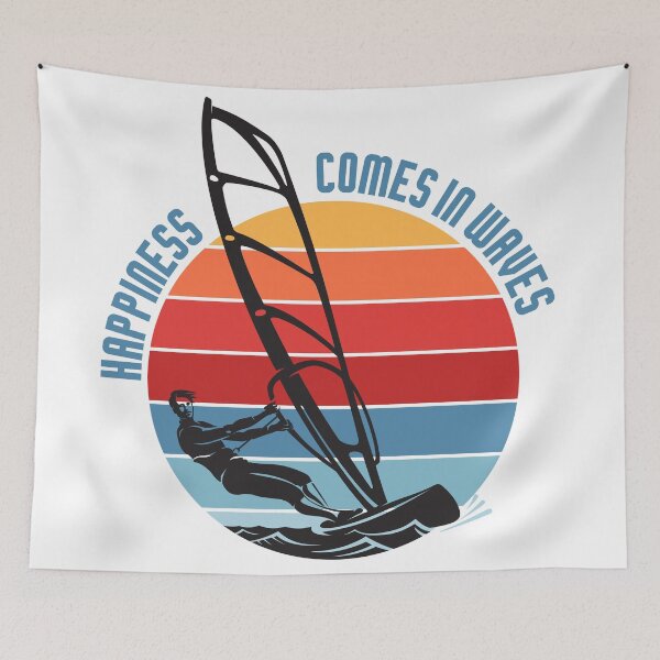 Item preview, Happiness Comes In Waves - Wind Surfing Life designed and sold by cotros.
