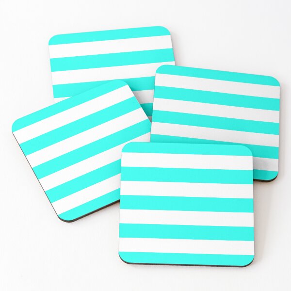 Item preview, Medium HOT TURQUOISE and WHITE Horizontal STRIPES designed and sold by RachelMacht.