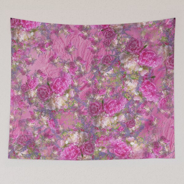 Item preview, Pink Peony Bouquet and Lace Ditsy Pattern Seamless designed and sold by cozycaroline.