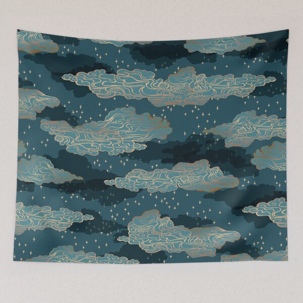 Item preview, Clouds and Stars {Golden and Blue} designed and sold by Cecilia Mok.