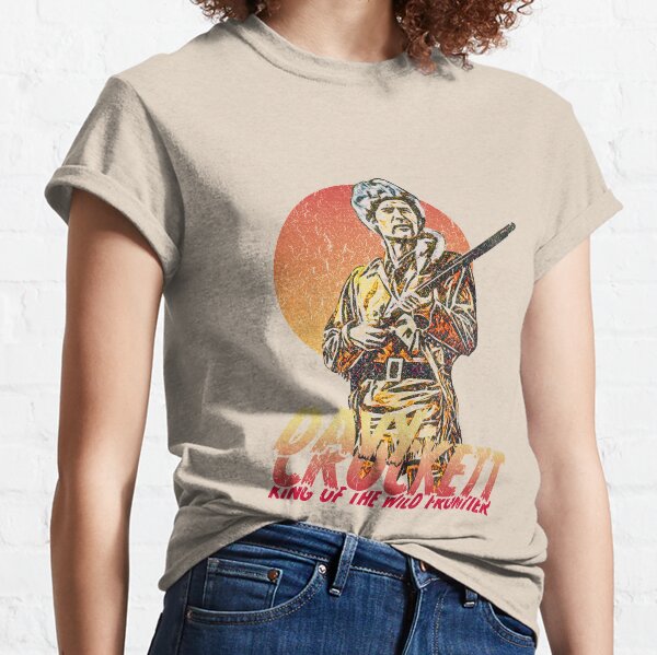 Grunge Design of Davy Crockett King Of the Wild Frontier -White/ Light Background Version Classic T-Shirt