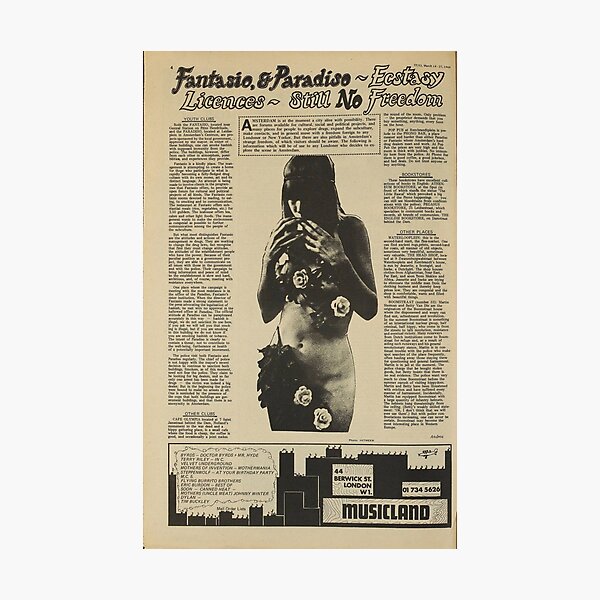 IT Magazine Ecstasy Extract - 1969 v. 52 Hippie Alt Rock Authentic Photographic Print