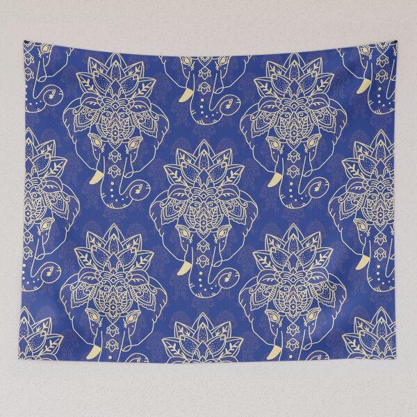 Item preview, Patrón de Ganesh, azul marino designed and sold by FK-UK.