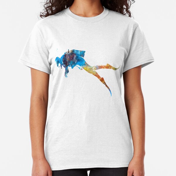 Man scuba diver 01 in watercolor Classic T-Shirt