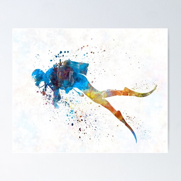 Artikel-Vorschau von Mann-Sporttaucher 01 im Aquarell, designt und verkauft von paulrommer.
