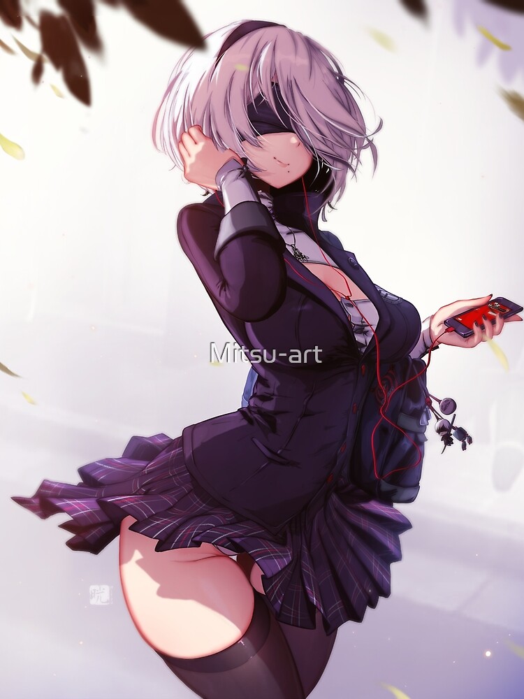 2B Schoolgirl | NieR X Persona 5 by Mitsu-art