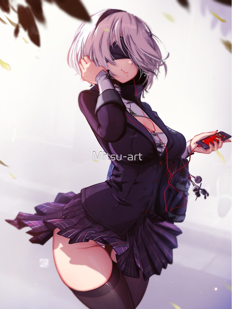 2B Schoolgirl | NieR X Persona 5 by Mitsu-art