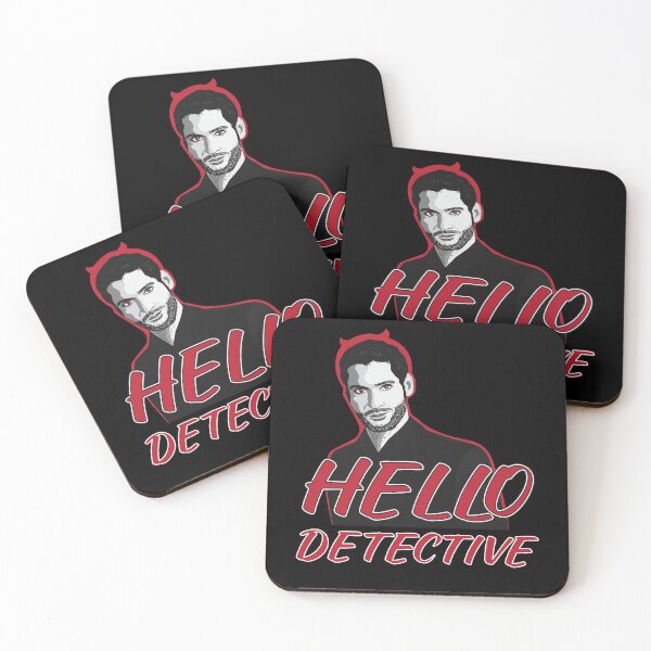 Item preview, Lucifer Morningstar Hello Detective Design For Black Background  designed and sold by blackwolfpixels.