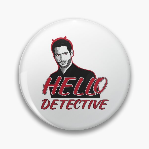 Item preview, Lucifer Morningstar Hello Detective Design For White Background  designed and sold by blackwolfpixels.