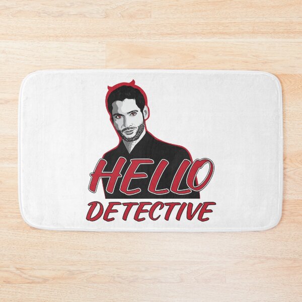 Item preview, Lucifer Morningstar Hello Detective Design For White Background  designed and sold by blackwolfpixels.