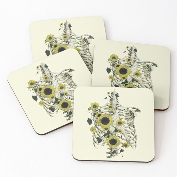 Item preview, Rib cage and flowers, ribcage, human skeleton art, vintage style designed and sold by Collagedream.