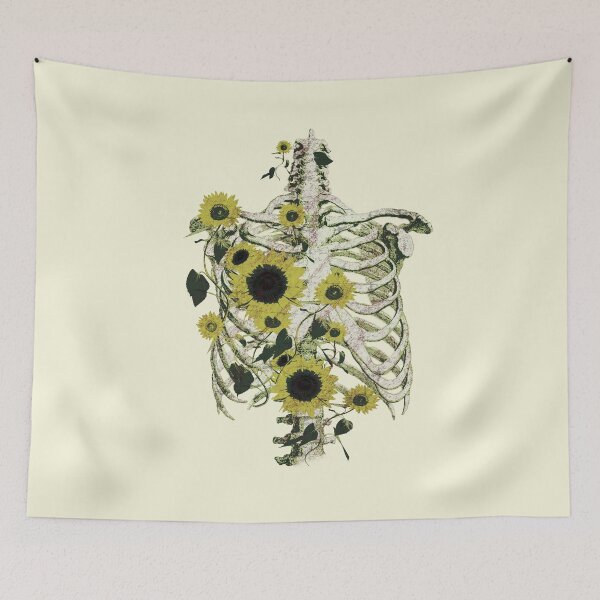 Item preview, Rib cage and flowers, ribcage, human skeleton art, vintage style designed and sold by Collagedream.