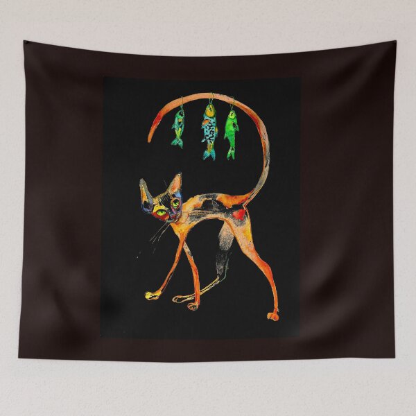 Item preview, Funny skinny funny cat with fish. designed and sold by Elena Reutova.