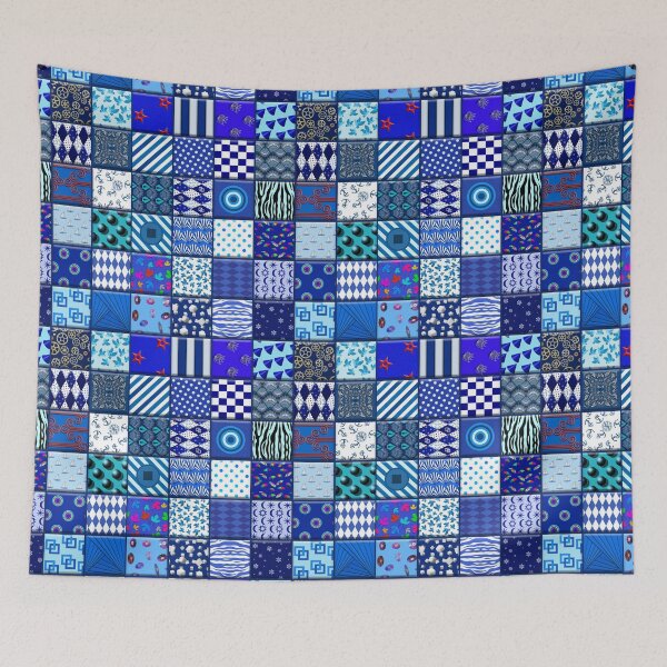 Item preview, Patchwork Quilt in Blue designed and sold by TerenceLacey.