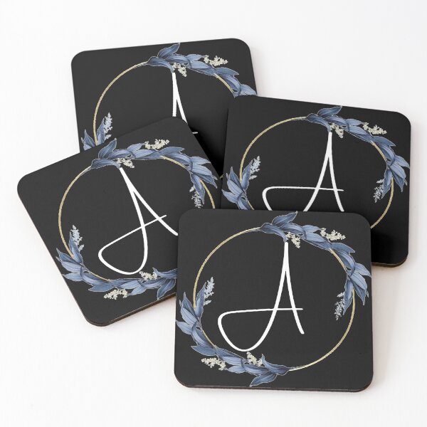 Item preview, Monogram with blue leaves letter A designed and sold by JustSeasons.