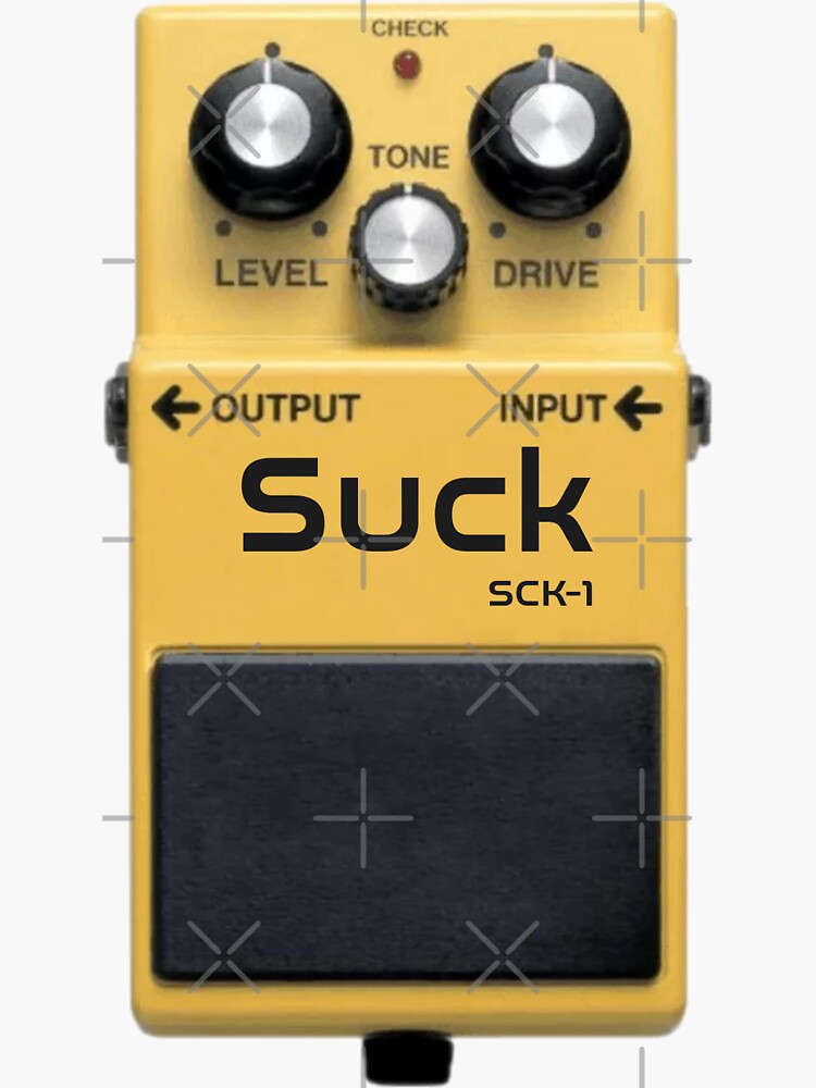 "Suck Guitar Pedal Joke" Sticker by rocknroll777 Redbubble