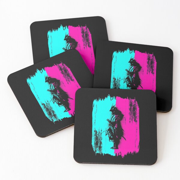 Item preview, Black Samurai In A Turquoise And Pink Frame designed and sold by Paulina Vanlife.
