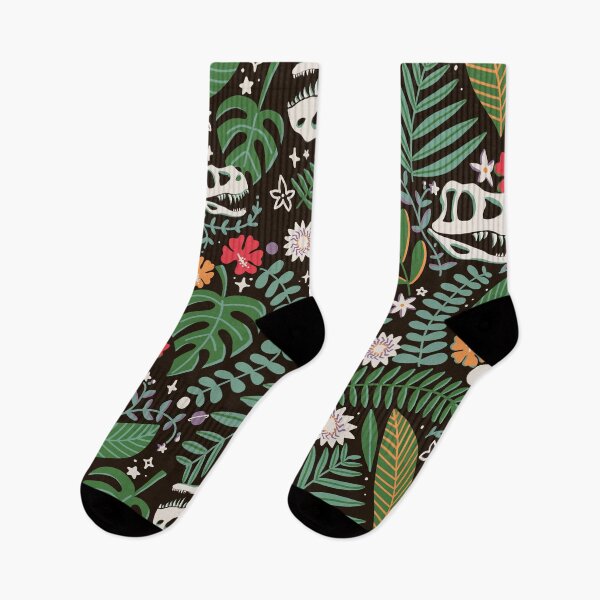 Item preview, T Rex Tropical Dinosaur Print - Black & Red Multi designed and sold by TheCurioTable.