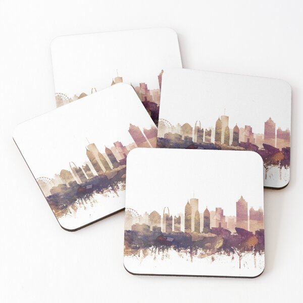Item preview, Atlanta Skyline Watercolor Orange Purple by Zouzounio Art designed and sold by zouzounioart.