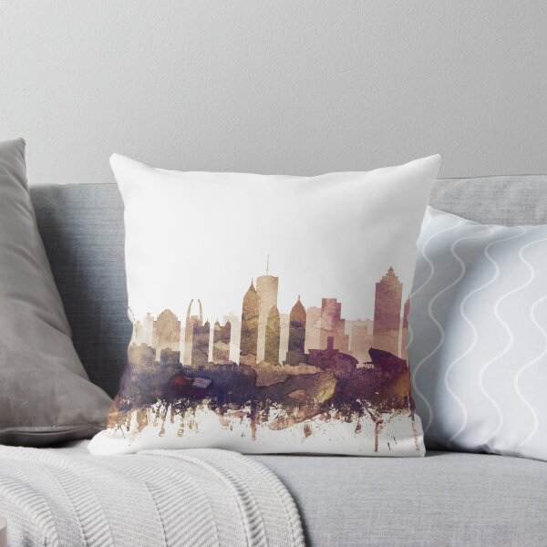 Item preview, Atlanta Skyline Watercolor Orange Purple by Zouzounio Art designed and sold by zouzounioart.