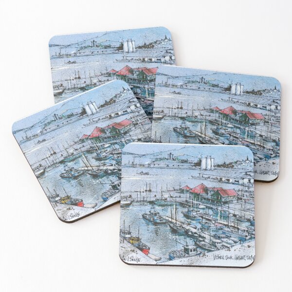 Item preview, Artist sketch of Victoria Docks, Hobart, Tasmania designed and sold by Al Benge - NZ & Australian Art.
