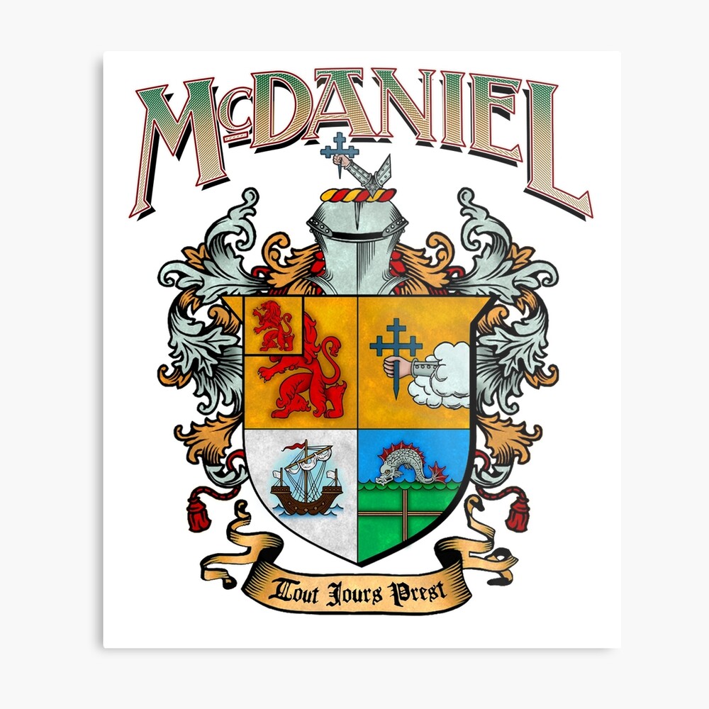 "McDaniel family crest / heraldic shield / coat of arms" Metal Print by