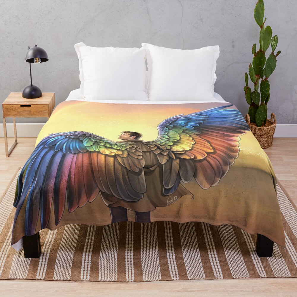 Rainbow Angel Throw Blanket