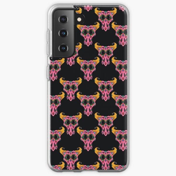 Sugar Skull Longhorn with black background Samsung Galaxy Soft Case