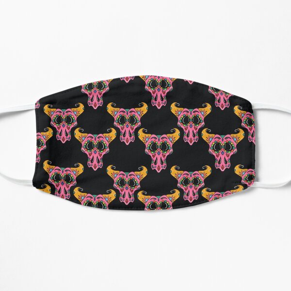 Sugar Skull Longhorn with black background Flat Mask