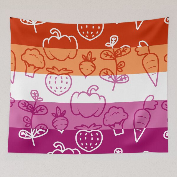 Item preview, cottagecore lesbian flag designed and sold by annieloveg.