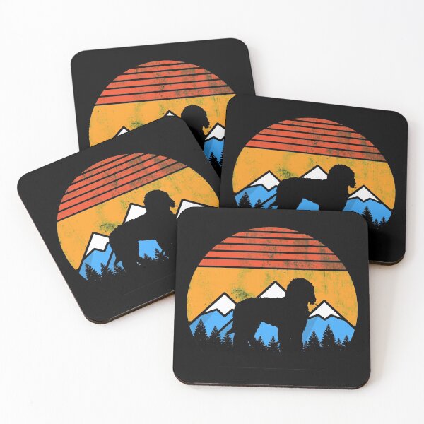 Item preview, Retro Distressed Vintage Sunset Mountains and Forest Goldendoodle Gift designed and sold by Guarddogdrive.