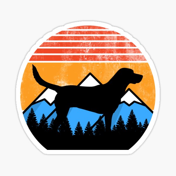 Item preview, Retro Distressed Vintage Sunset Mountains and Forest Labrador Dog Gift designed and sold by Guarddogdrive.