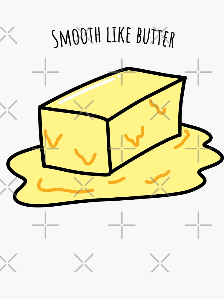 "Smooth Like Butter Kawaii Hand Drawn Butter" Sticker for Sale by
