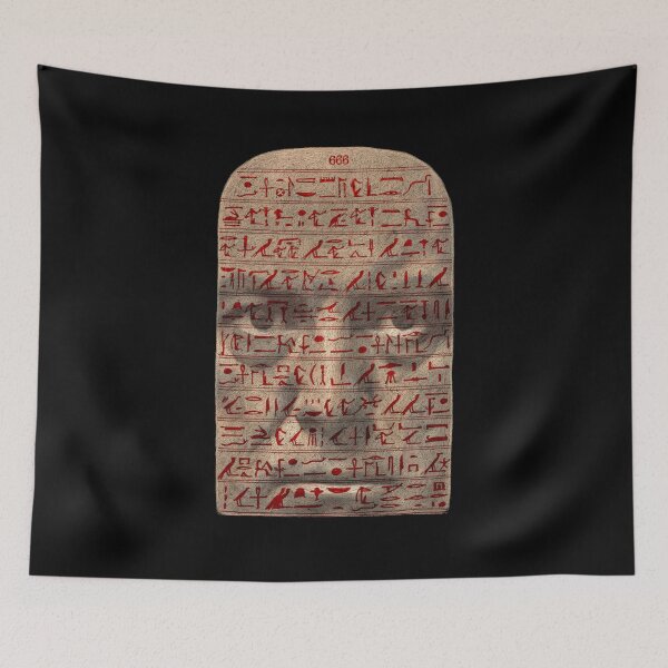 Item preview, Back of the Stele of revealing text in red over Aleister Crowley’s face designed and sold by DotorEaon.