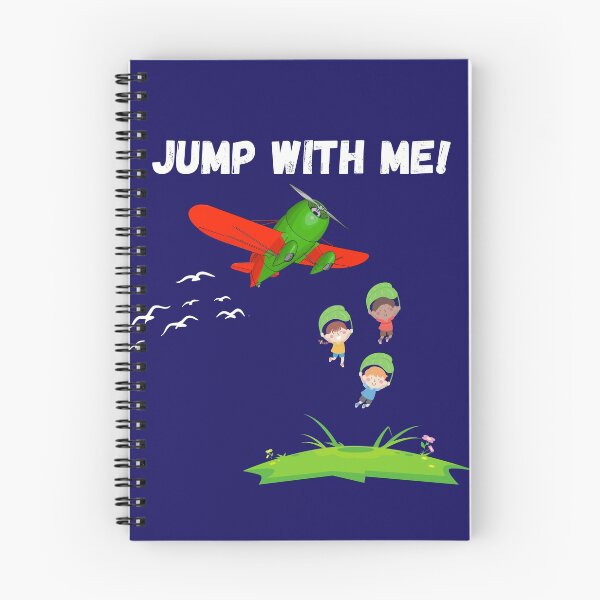 Aperçu de l'œuvre Sautez avec moi - T-shirt d'aventure amusante pour enfants - enfants/garçons sautant de l'avion sur la prairie créée et vendue par BeautifullyU.