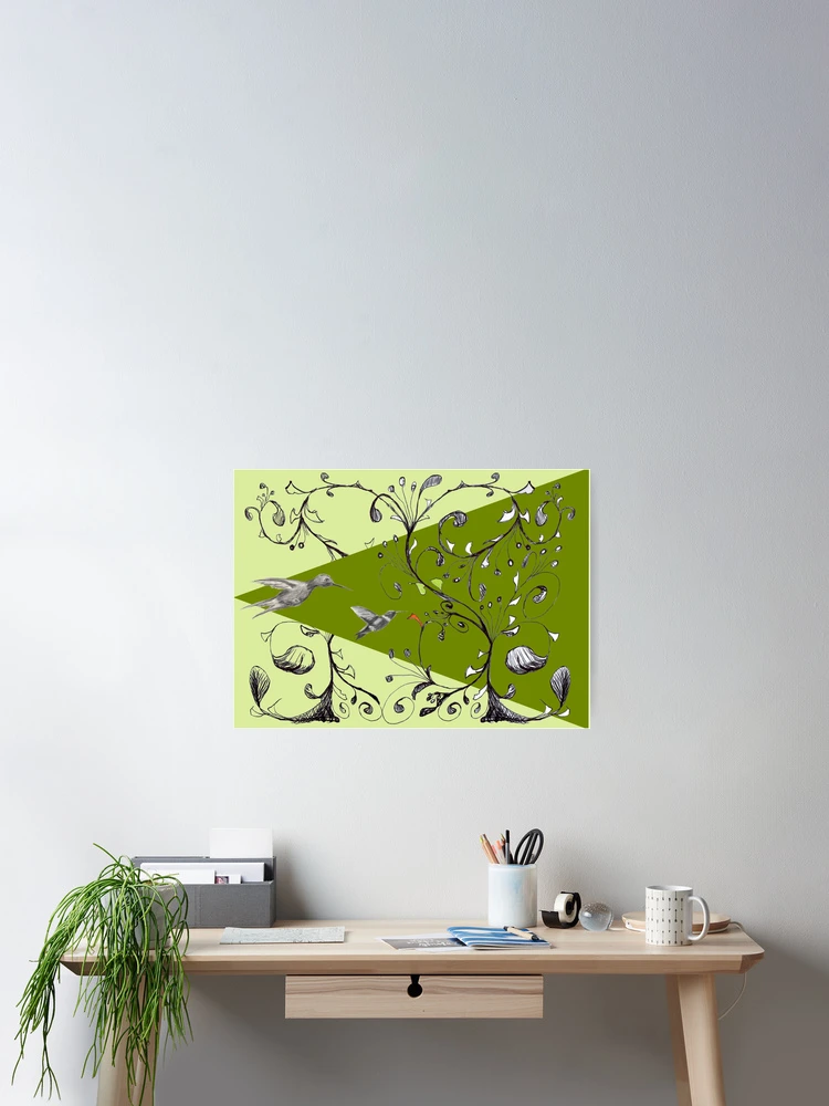 Thumbnail 2 of 3, Poster, Graphite Finds Ink Vine In Digital Realm designed and sold by michaelasamples.