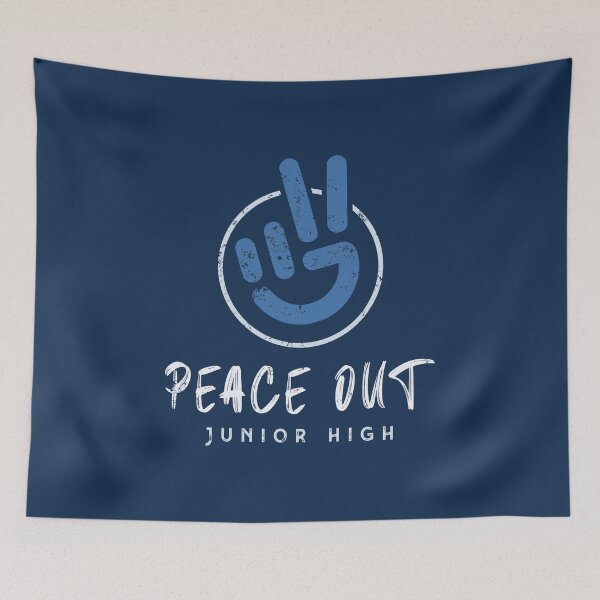 Item preview, Peace Out Junior High - Blue designed and sold by PrairieGrouse.